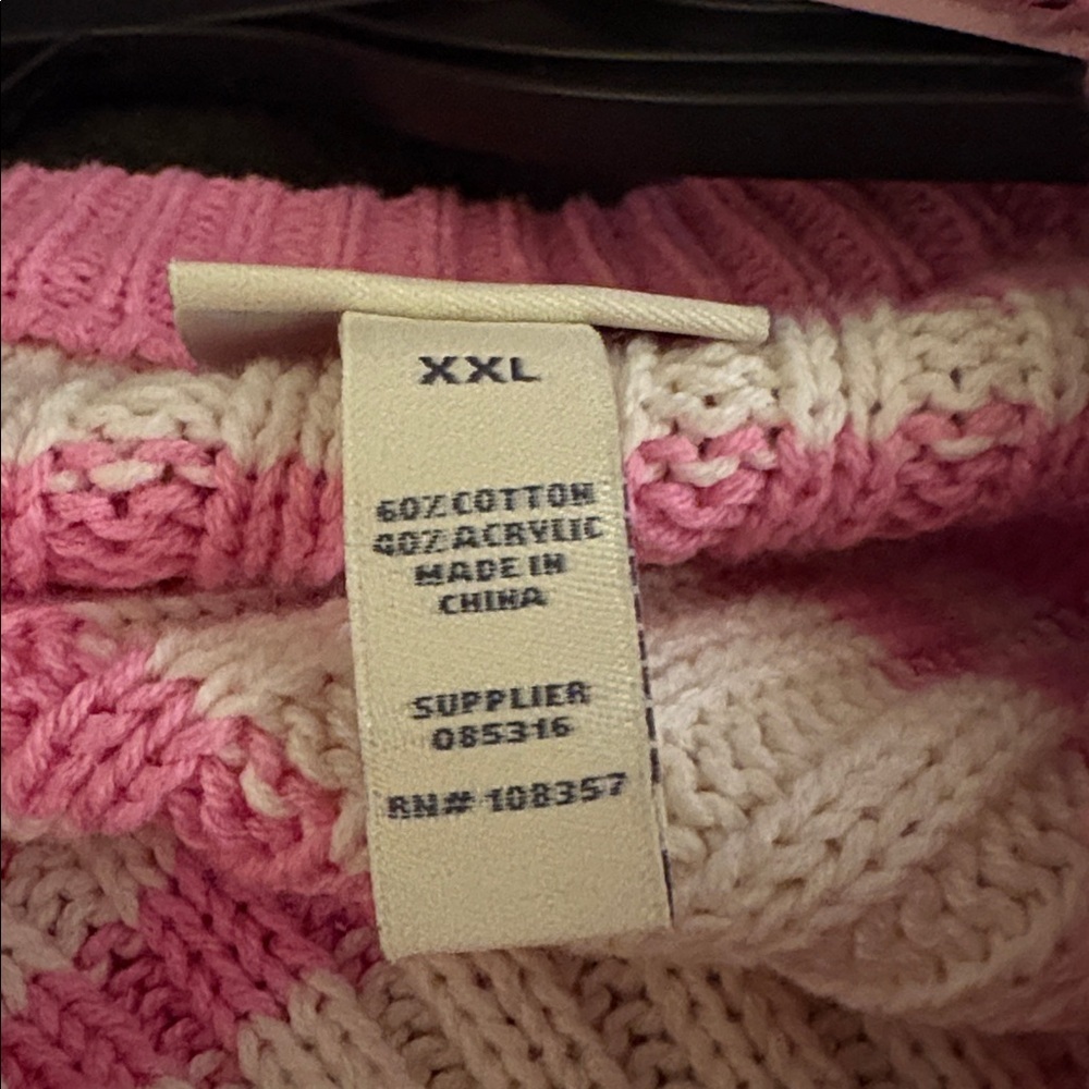 St. John's Bay Long Sleeve Pullover Pink Striped Sweater (Bust 46”Length 24”) - Picture 9 of 9